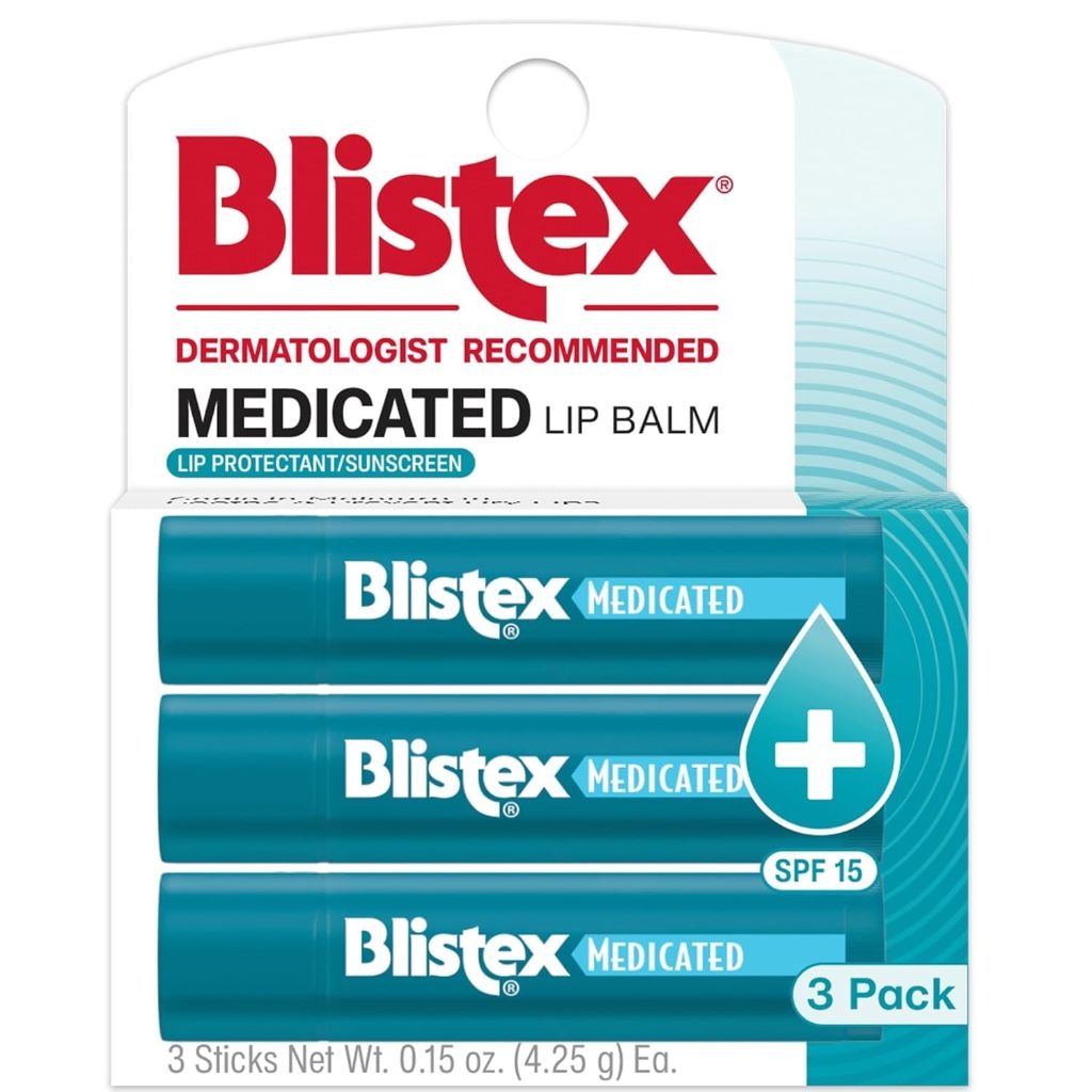 Blistex Medicated Lip Balm, 0.15 Ounce, 3 Count (Pack of 1) Prevent Dryness & Chapping,