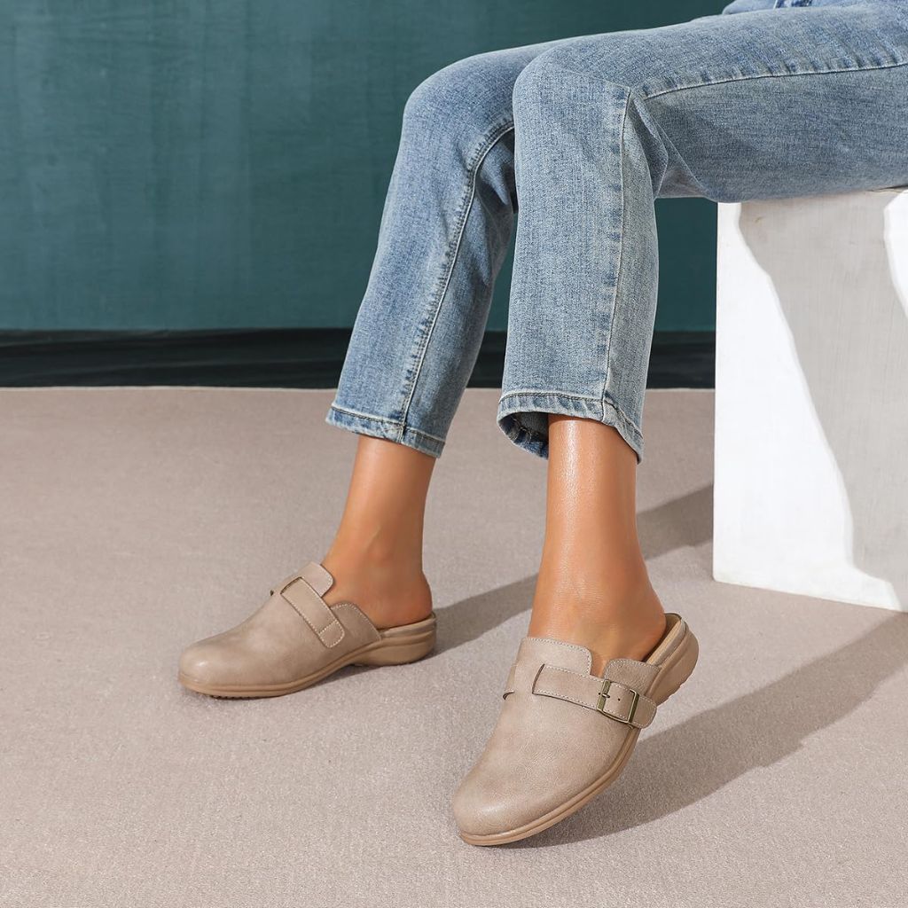 Amoji Women Clogs Mule Shoes, Sandy - Size 39