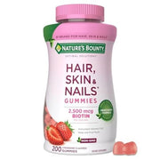 Nature's Bounty Optimal Solutions Hair, Skin and Nails Pectin Gummies, 2500 Mcg Biotin per Serving, No Stick Gummy, Vegetarian Formula, Strawberry Fla