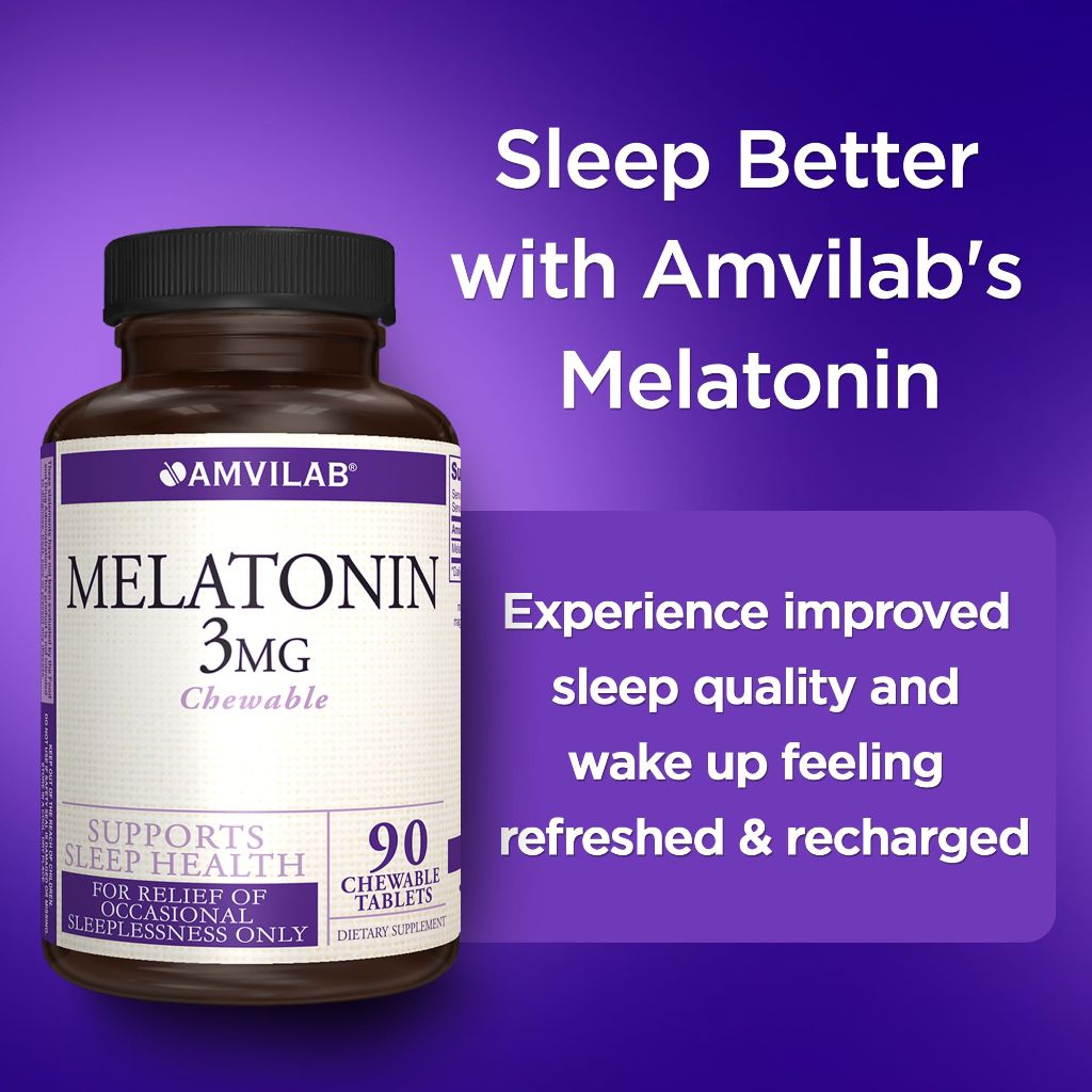 AMVILAB Melatonin 3mg Fast Dissolve Tablets Berry Flavor – 90 Count