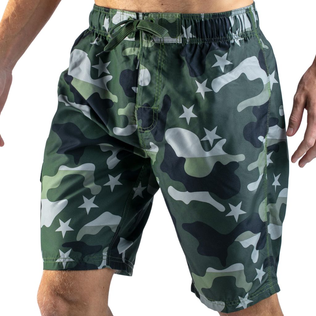 Kanu Surf Men's Mirage Swim Trunks (Regular & Extended Sizes), Camo Flag Army Green, 3X