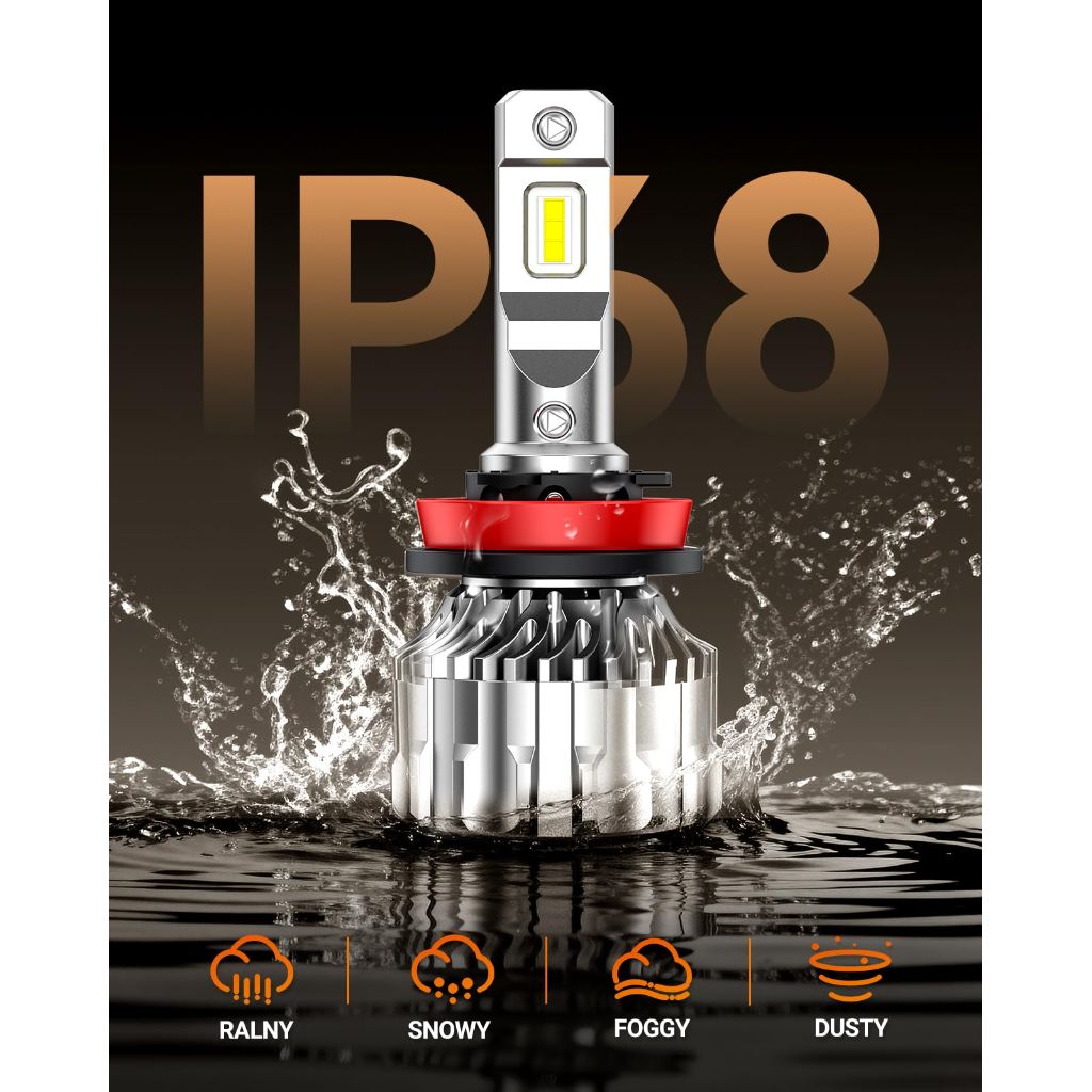 SEALIGHT S6 H11 Bulbs, 46000LM H8/H9 Bulbs With Cooling Fan，6500K Cool White, (2PK)