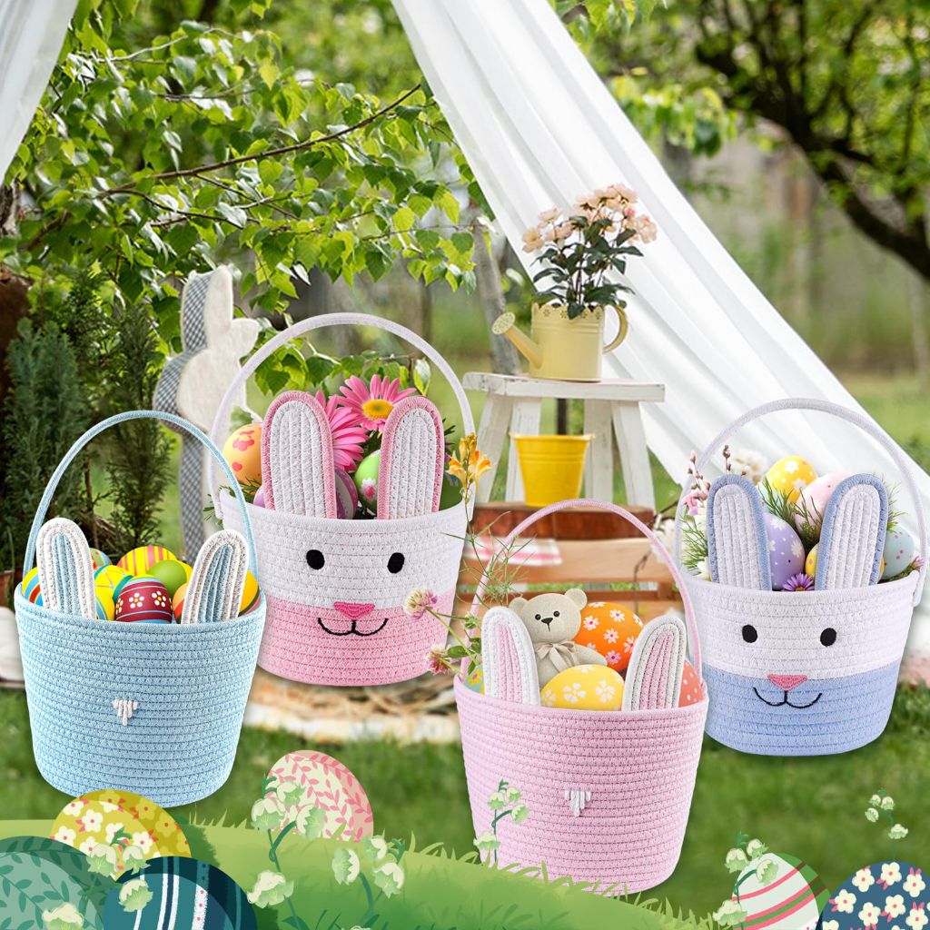 Bunny Baby Easter Basket - White/Blue