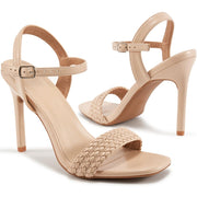 SZ 10.5, Ablanczoom - Women's  Braided High Heels Ankle Strap Stilettos
