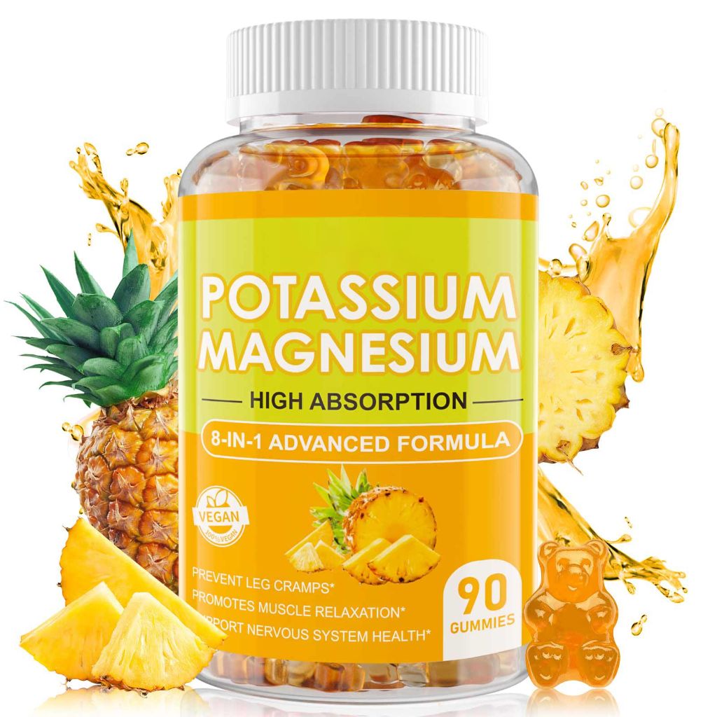 Potassium Magnesium Glycinate Gummies 400mg - 90 Pineapple Gummies