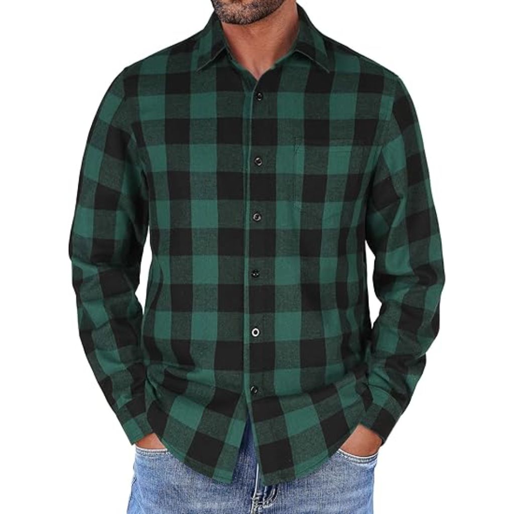 Mens Flannel Shirts Long Sleeve Button Down Shirt with Pocket Casual Shirts Work Shirts for Men