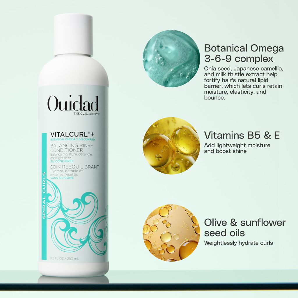 OUIDAD Vitalcurl+ Balancing Rinse Conditioner Liter Size | 33.8 Fl Oz