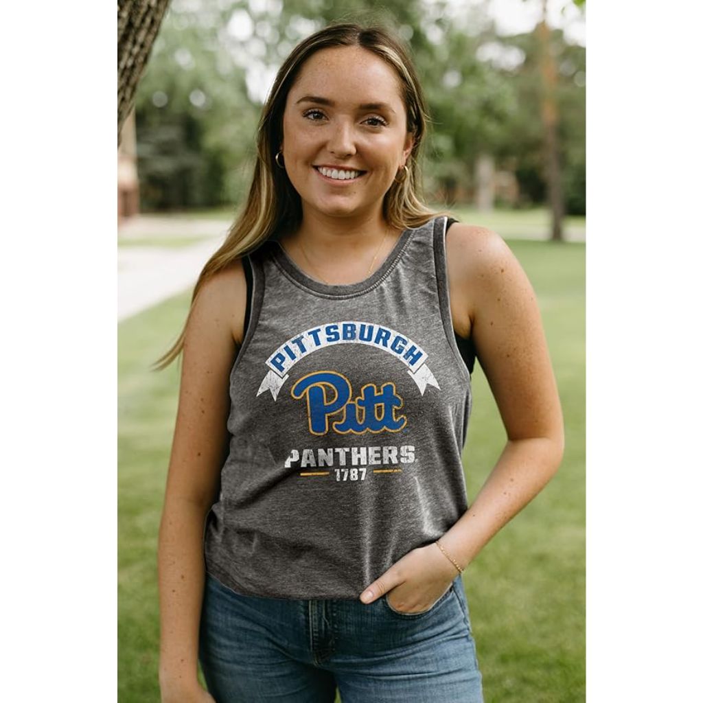 Pittsburgh Panthers NCAA Officially Licensed Women's Tank Top Burnout Vintage Scholar, Small