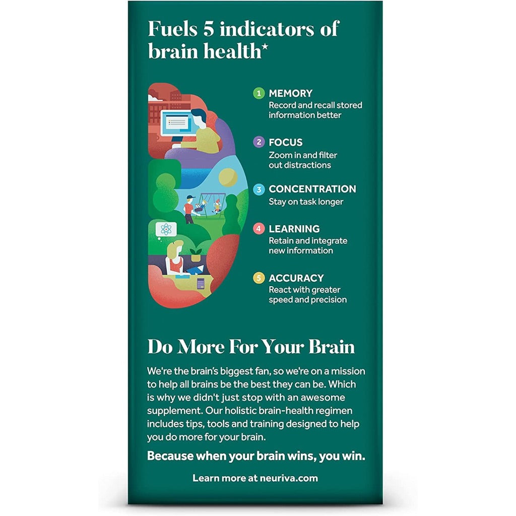 NEURIVA Original Decaffeinated Clinically Tested Nootropic Brain Supplement, 28 Capsules