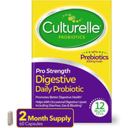 Culturelle Pro Strength Daily Probiotics For Digestive Health with Prebiotics - 60 Count