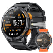 Military Sports Smart Watche for Men, Built-in GPS, 170+ Sport Modes, 1.43" AMOLED Screen, Bluetooth Call - Black & Orange (2 Bands)