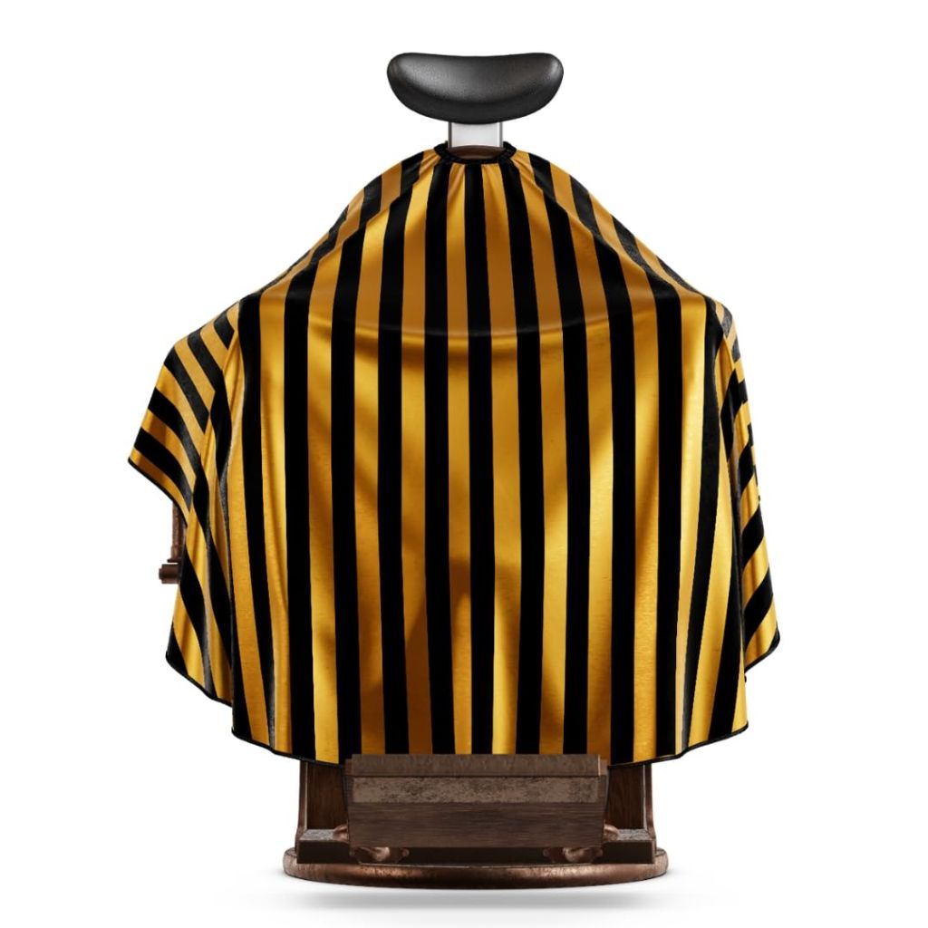 Professional Barber Cape - Hair Cutting Cape with Adjustable Neck Closure, - Gold Stripe
