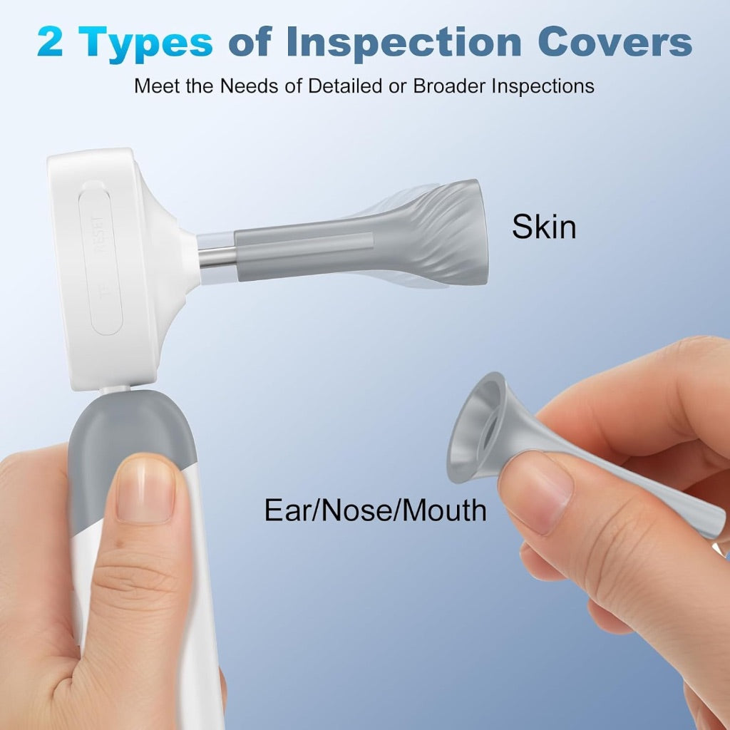 Wireless Ear Otoscope with 1080P HD Camera and 4 LED Lights, 1.38" IPS Display with Foldable Inspection Head