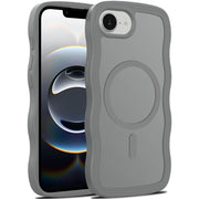 IYavvort Magnetic for iPhone 16e Case,Curly Wavy Frame Hard Translucent Matte Clear Back Cover