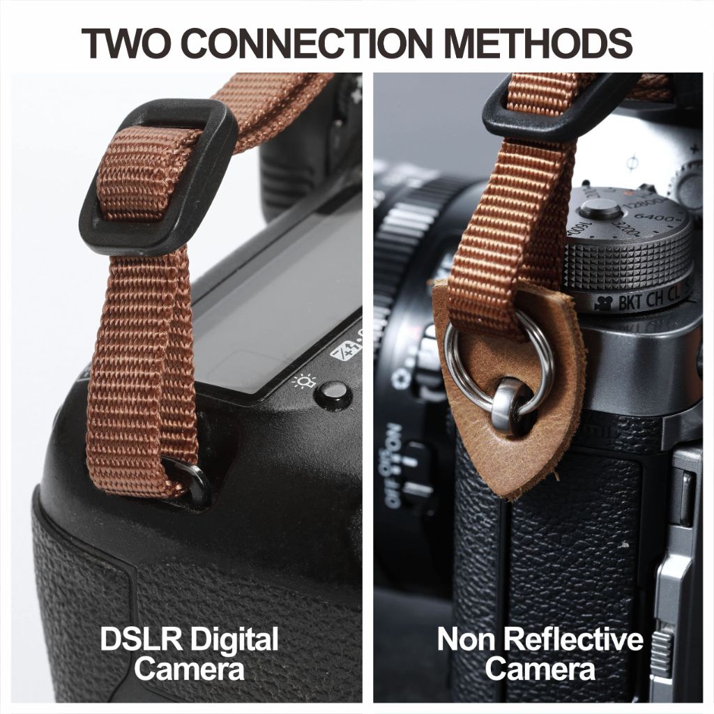 Padwa Lifestyle Black Camera Strap - Double Layer Crazy Horse Cowhide Head,1.5" Wide