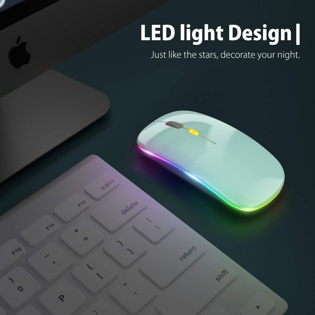 BEOIYOD LED Wireless Mouse, Slim Silent 2.4G Portable - USB ReceiverLaptop, Computer, MacBook (Green)