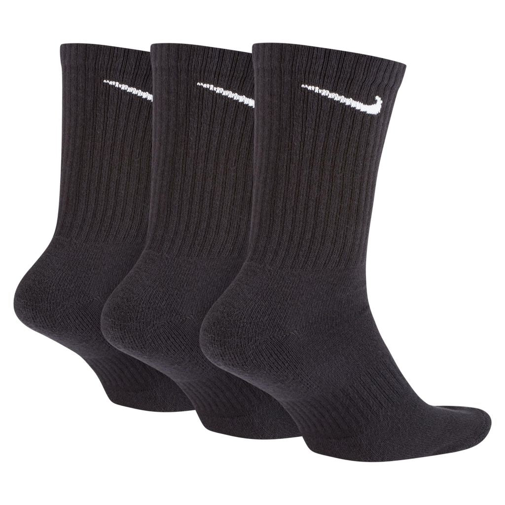 Nike Everyday Cushion Crew Training Socks, (3 Pair), Black/White, Medium