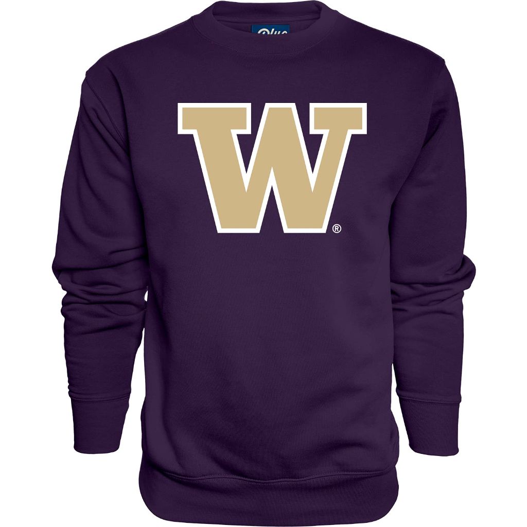 Blue 84 Men's Washington Huskies Crewneck Sweatshirt Team Color Icon, Purple, Medium