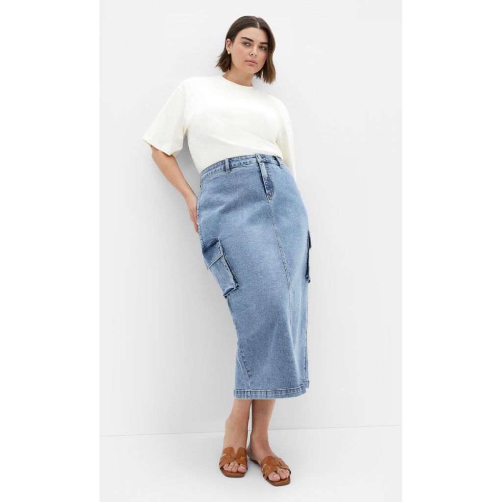 City Chic Women's Plus Size Skirt-Raya, Light Denim