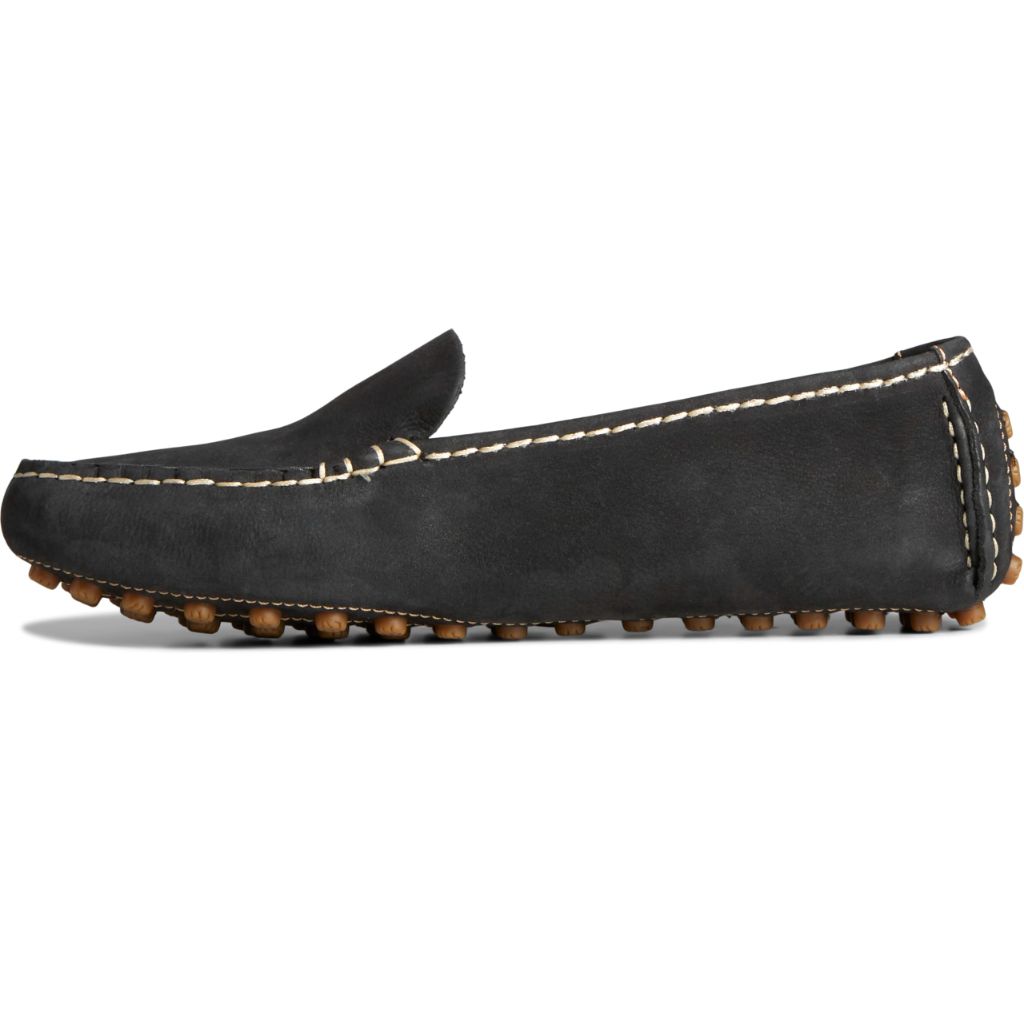 Sperry Women's Port Driving Moc Moccasin, Black Leather, 5.5