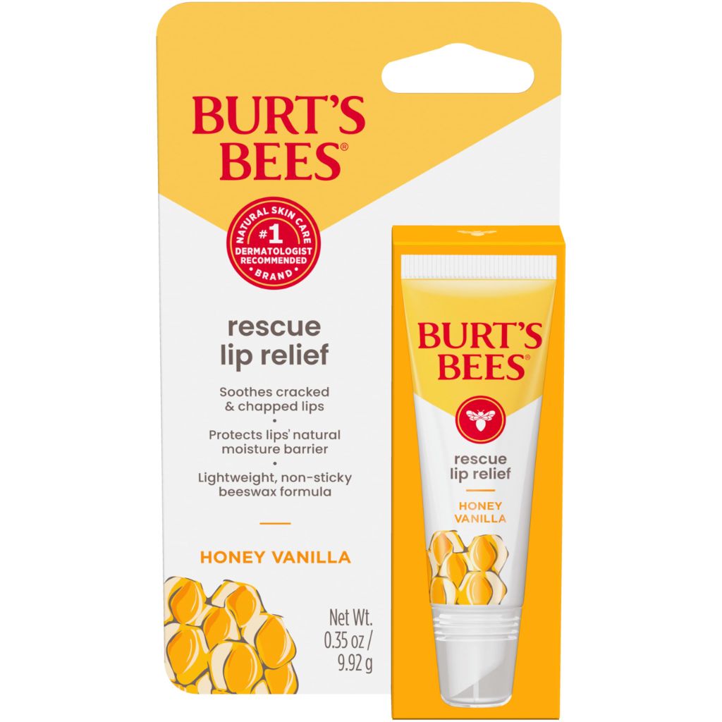 Burt's Bees Rescue Lip Relief, Honey Vanilla, Hydrating Lip Balm for Dry Cracked Lips, 0.35oz
