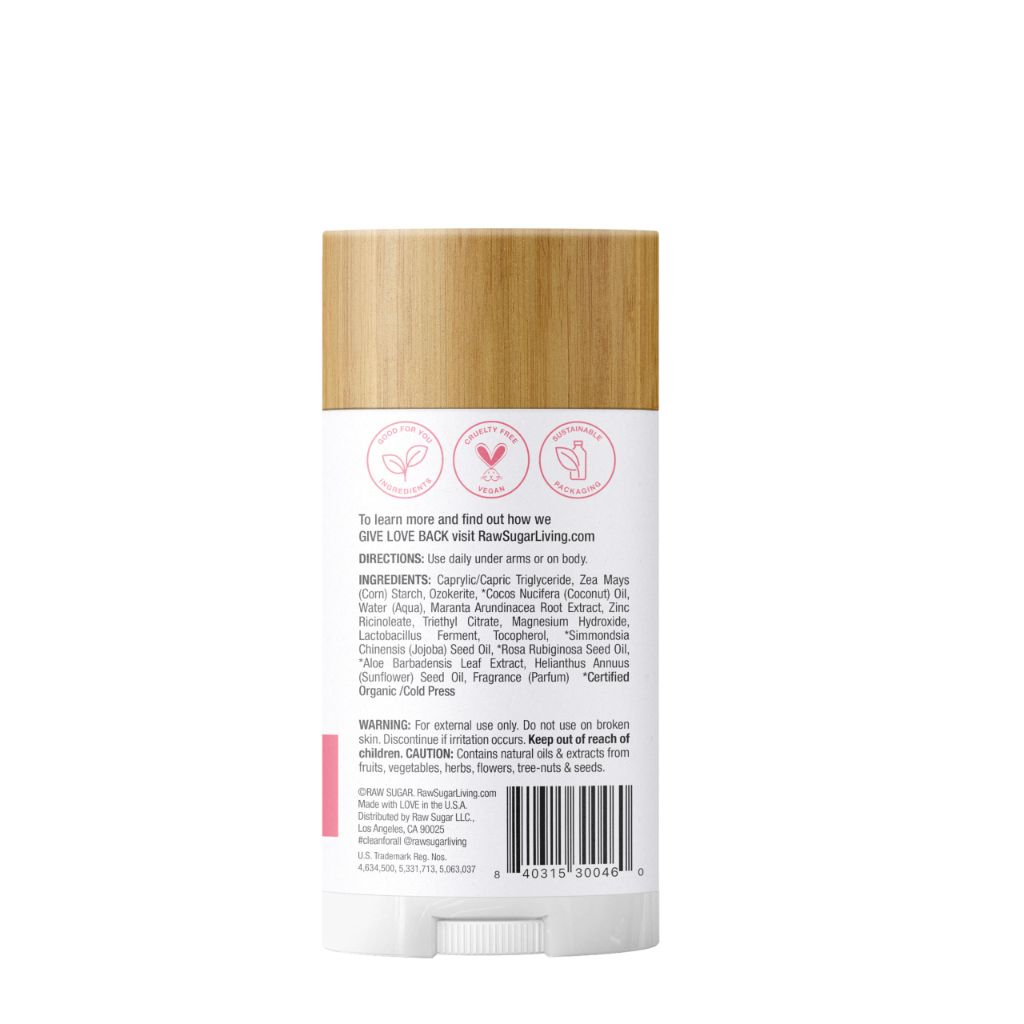 RAW SUGAR Deodorant Stick, Simply Deo (Pack of 1) Beach Rose + Aloe Scent