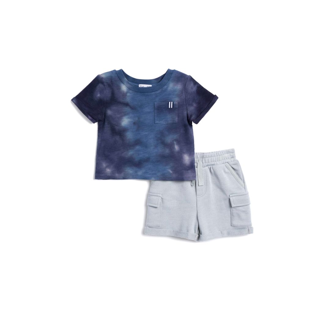 Splendid Kids Boys Ripple Tie Dye Short-Sleeve and Shorts Set - Size 6, Slate