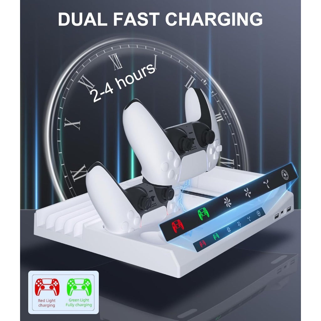 PS5 Slim Cooling Station with Controller Charging, Compatible with Disc and Digital PS