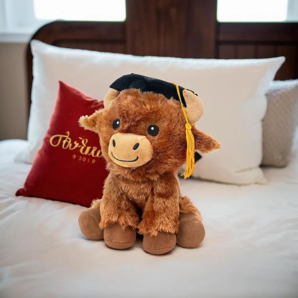 Fun Express Graduation Highland Cow Plush Stuffed Animal with Mortarboard Cap - Graduation Gifts 2025 2026