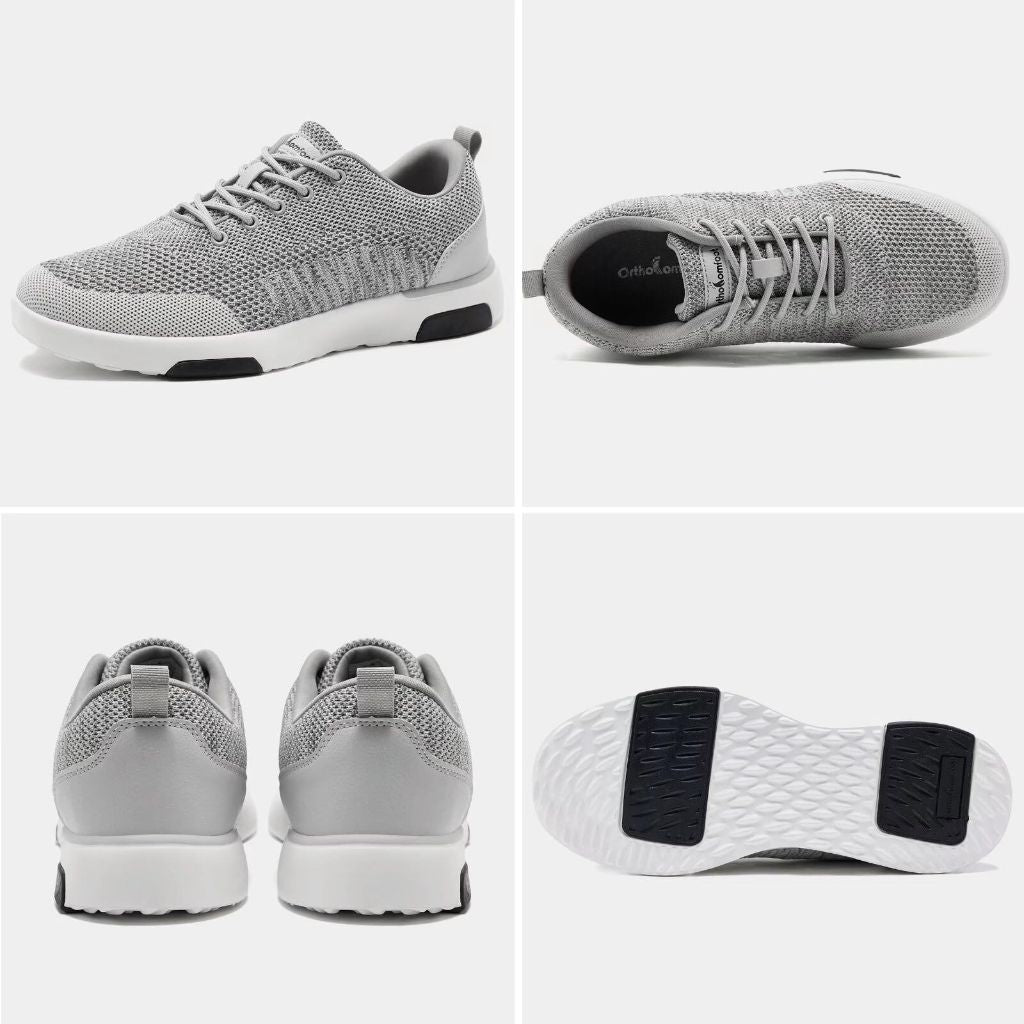 Mens Orthopedic Fashion Sneakers for Ankle Pain Relief, Grey Size 11