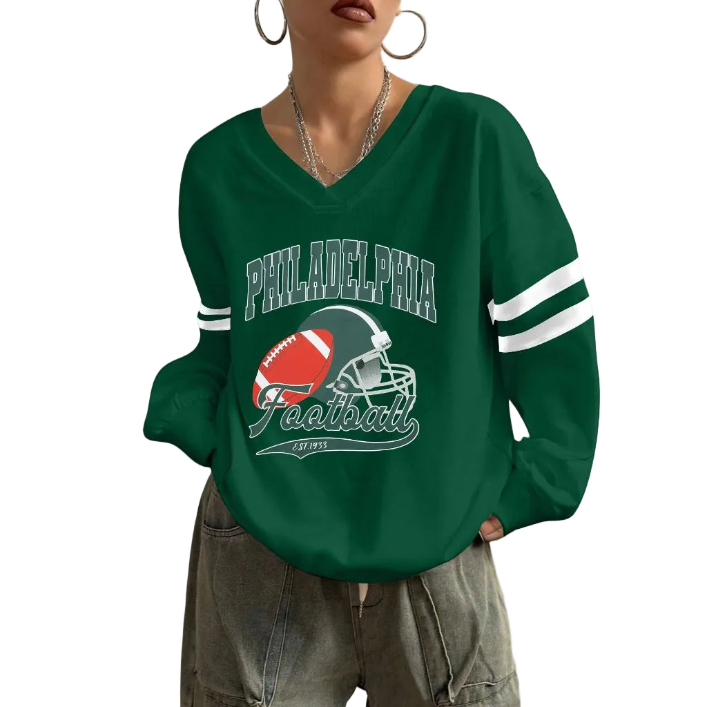 SZ L, ASTANFY Game Day Sweatshirt Women Sequin Football - Green