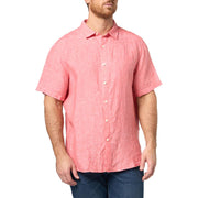 Nautica Men's Classic-Fit Solid Linen Short-Sleeve Shirt, Pepper Red, SZ L