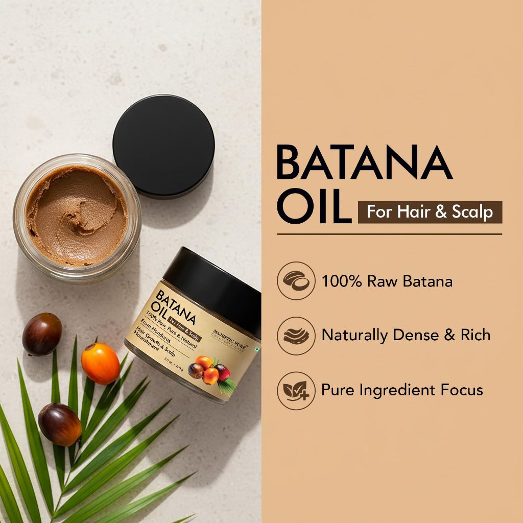 Majestic Pure Batana Oil for Hair Growth - 100% Pure Natural Organic 3.5oz Batana Oil for Thick and Strong Natural Hair