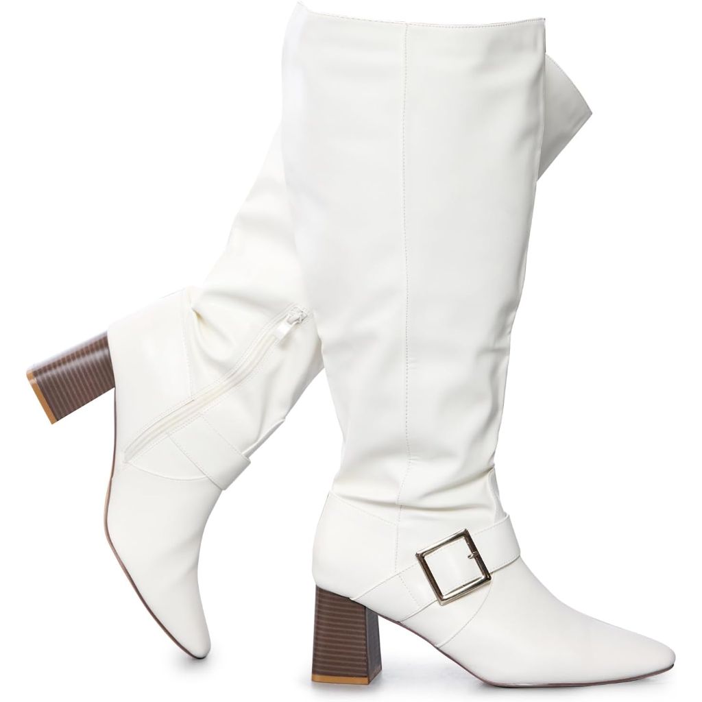 RF ROOM OF FASHION Women's Wide Calf Square Toe Block Heel Knee High Dress Boots Size 10