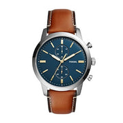 Fossil Men's Townsman 44mm Chronograph Luggage Leather Watch, Brown/Navy FS5279 *Damaged Box*