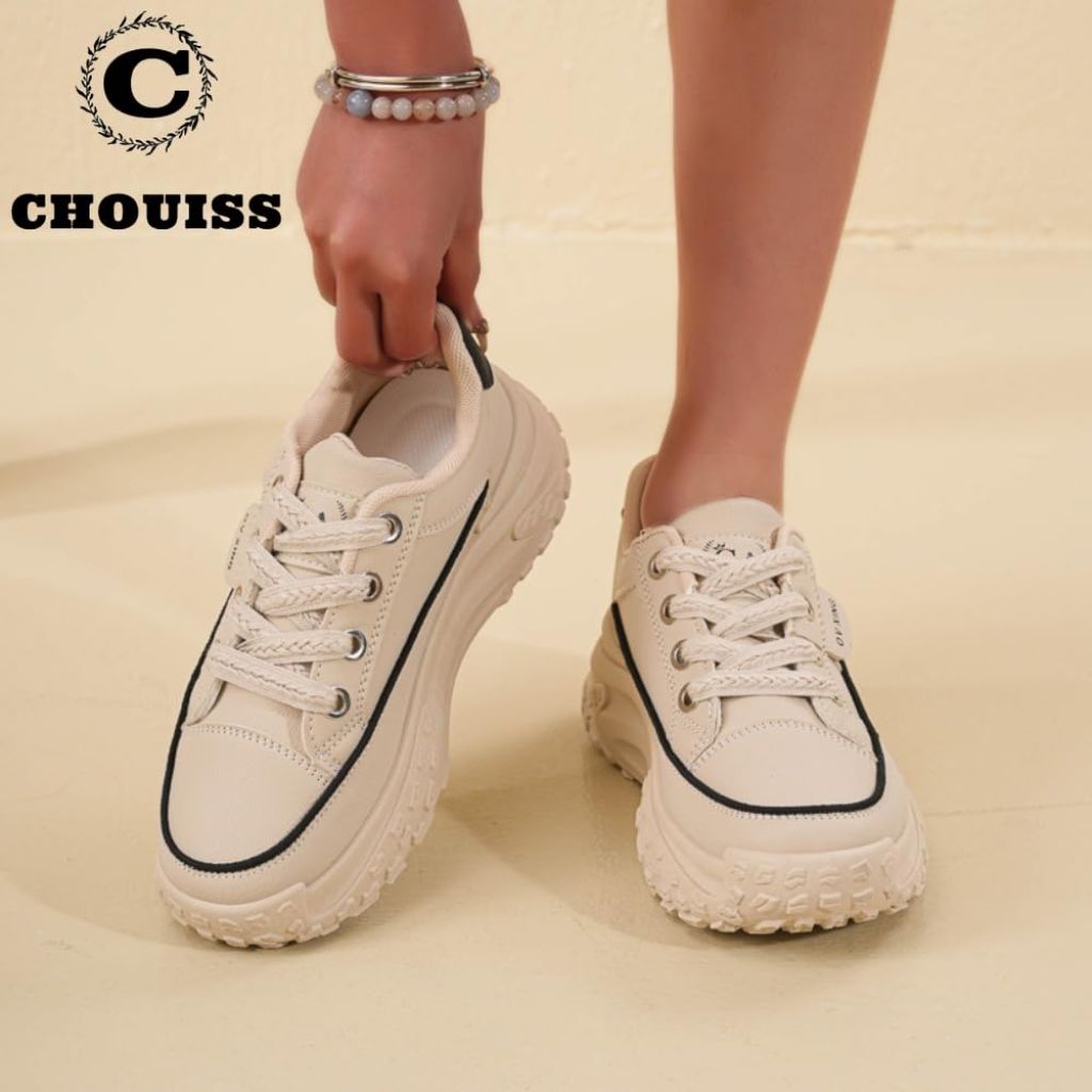 Chouiss Sneakers for Women, Khaki - size 5