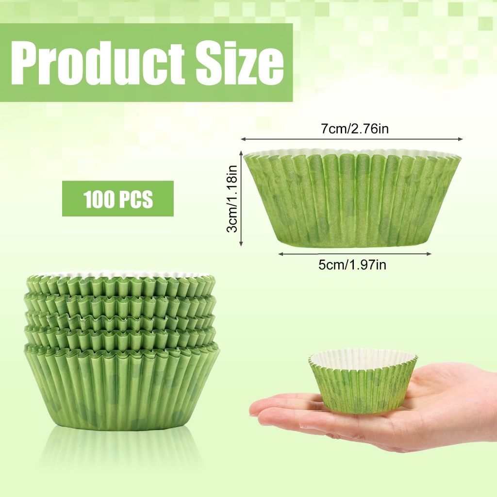 100pcs Pixel Cupcake liners, Green