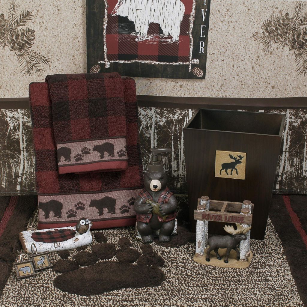 SKL Home Yellowstone Sundance 100% Cotton Premium Hand Towel, 500 GSM, Soft & Absorbent, Plaid/Buffalo Check, Red