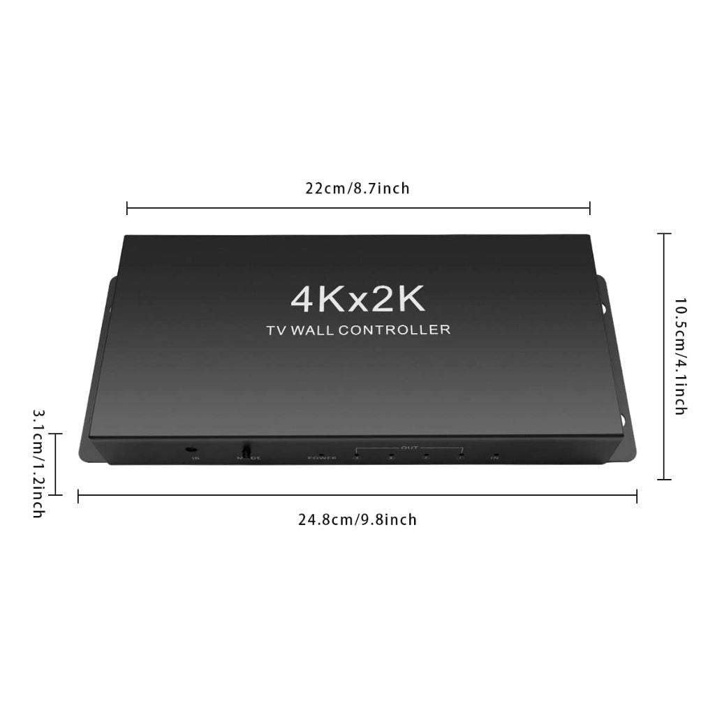 AUDIO 4K HDMI Video Wall Processor - 4-Way Splicing Controller with Remote Control