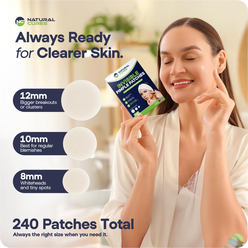 Dot Pimple Patches for Face - Hydrocolloid Acne Patches - 3 Sizes (S, M, L) (240 Count)