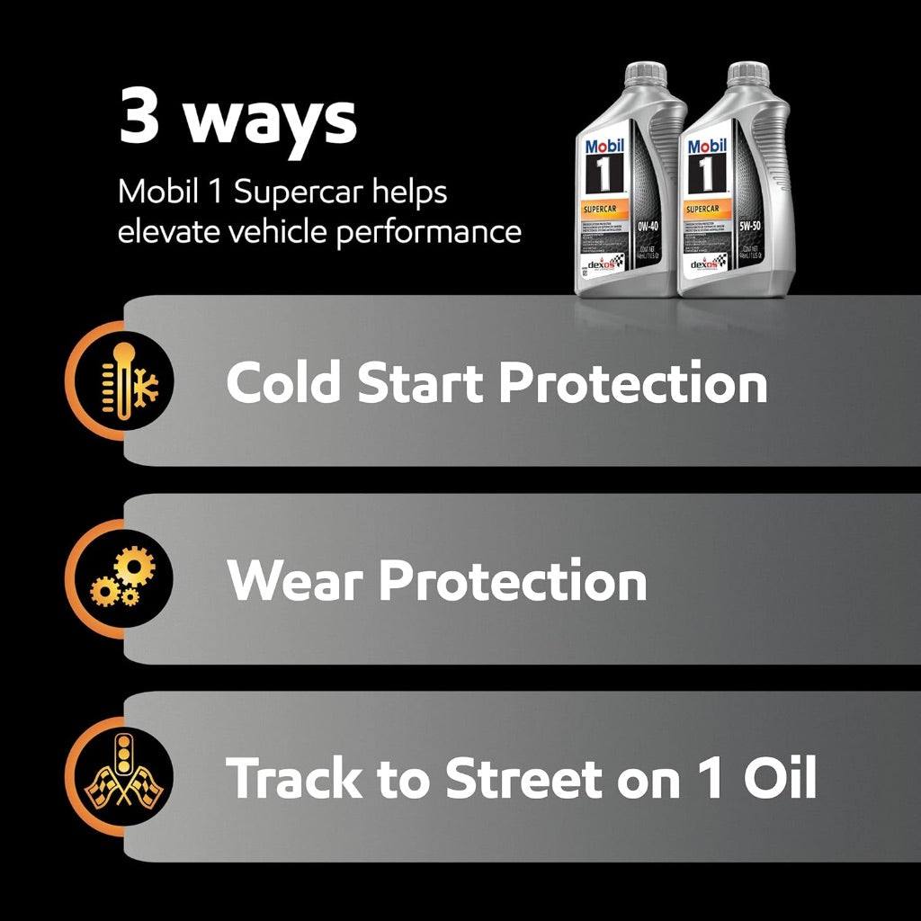 Mobil 1 Supercar Advanced Full Synthetic Motor Oil 0W-40, 1 Quart