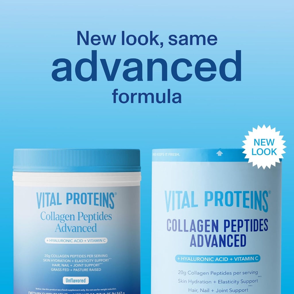 Vital Proteins Collagen Peptides Advanced Powder with Hyaluronic Acid & Vitamin C, Unflavored, 20oz (27 Servings)