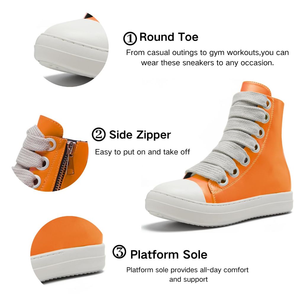 IMPREMEY Women's High-Top Sneakers, Orange - size 39
