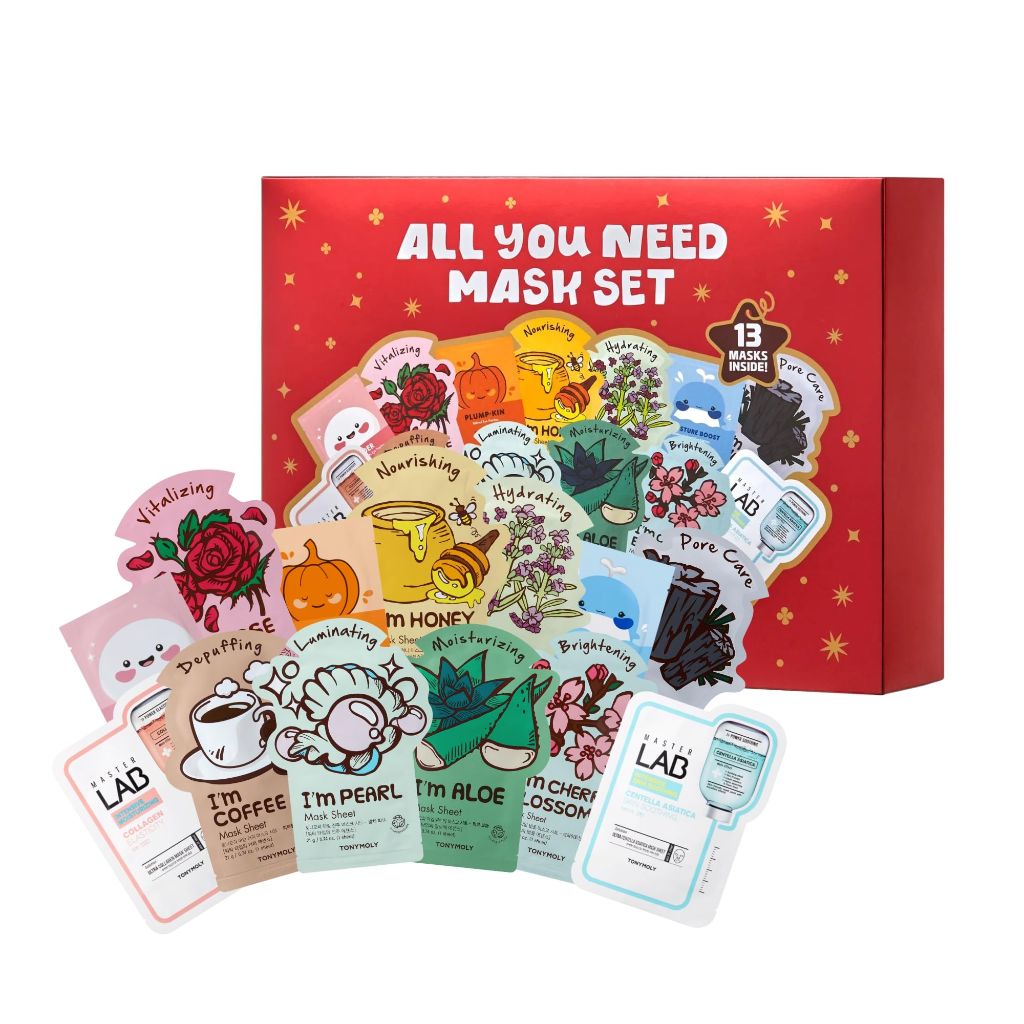 TONYMOLY All You Need Mask Set – 13-Piece Face Mask Set with 10 Hydrating Sheet Masks