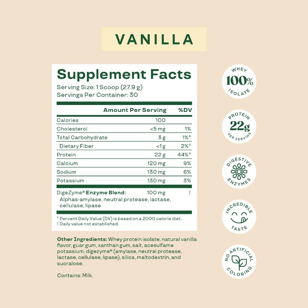 Bloom Nutrition Whey Isolate Protein Powder | Vanilla