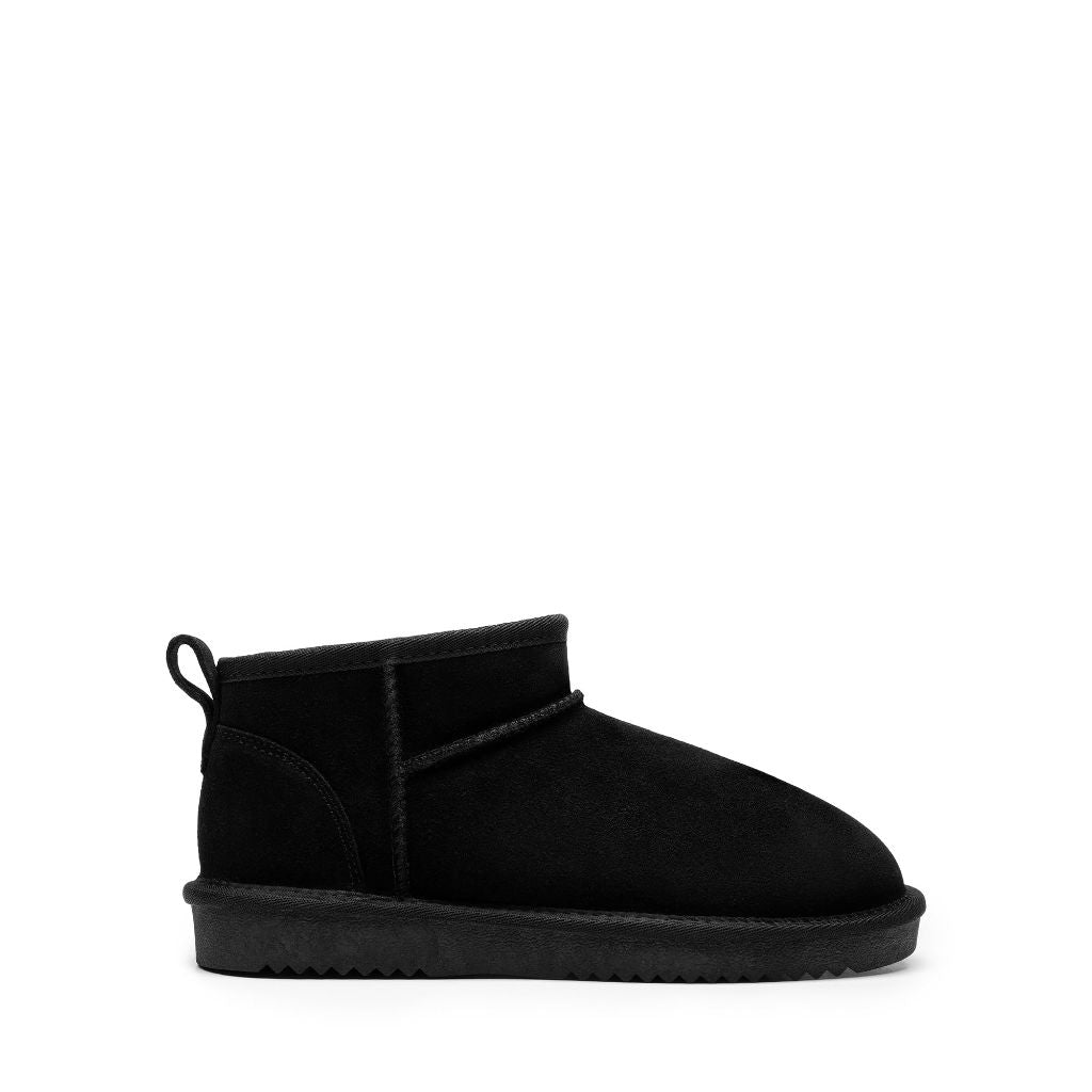 DREAM PAIRS Ankle Winter Mini Boots for Women Genuine Suede Faux Fur Lining Water Resistant Warm Snow Boots Slip On Memory Foam Comfort Booties FuzzyClassic,Size 9,Black,SDSB2405W