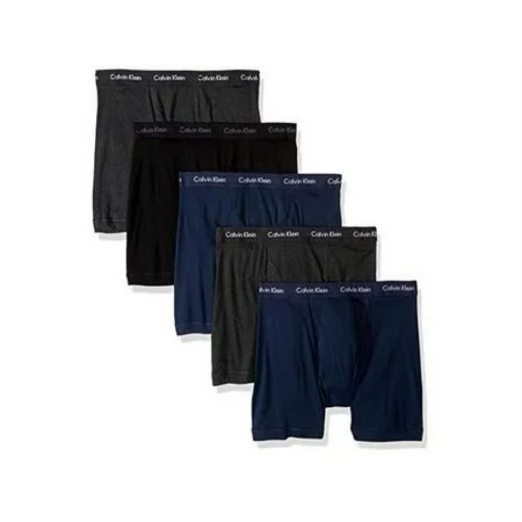Calvin Klein Men's Cotton Classics Boxer Briefs -Black/Gray/Navy, Size Medium (5 Pair)