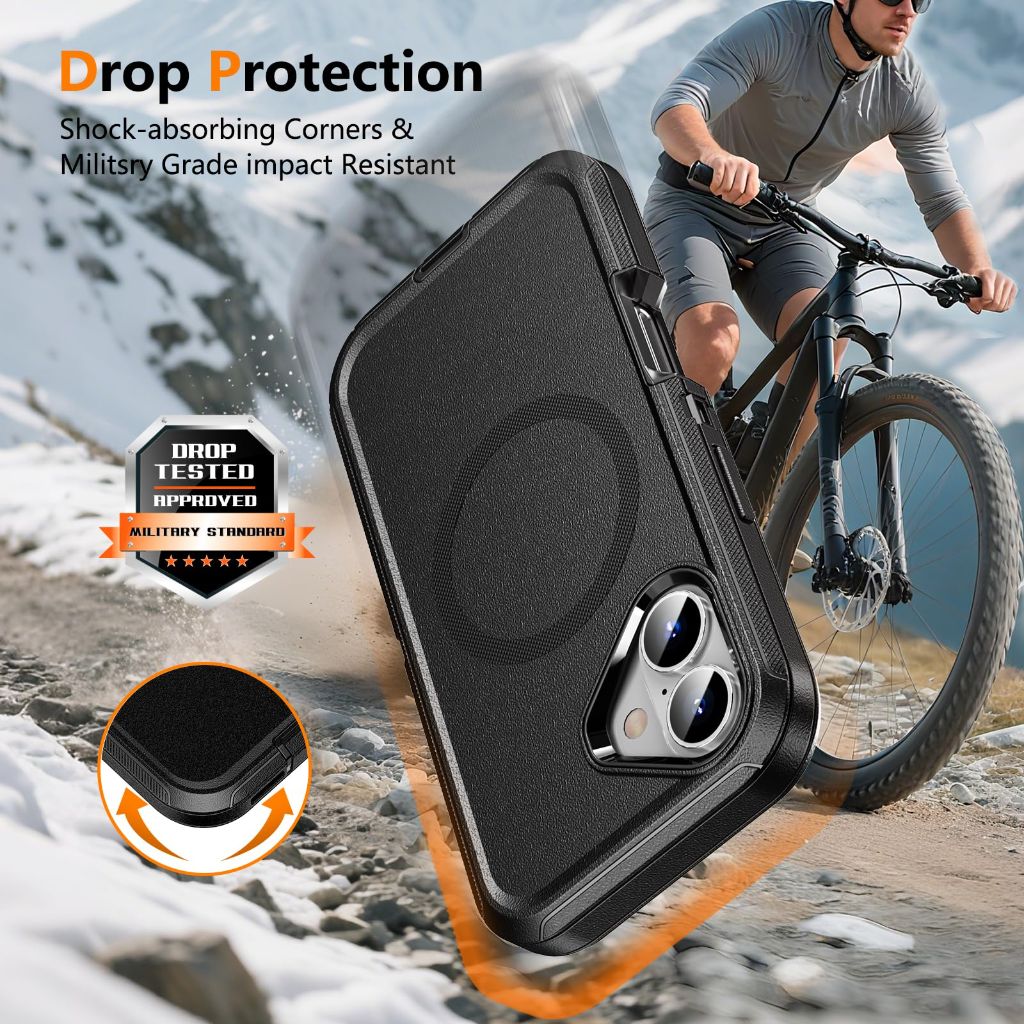 Tutukii Tough Case with Holster Belt Clip for iPhone 17, Shockproof, 3-Layer Drop Protection, 6.3" - Black