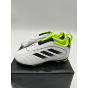 adidas Kids Goletto IX Firm/Multi Ground Junior Laceless Soccer Cleats, White/Core Black/Lucid Lemon Size 8.5 Toddler