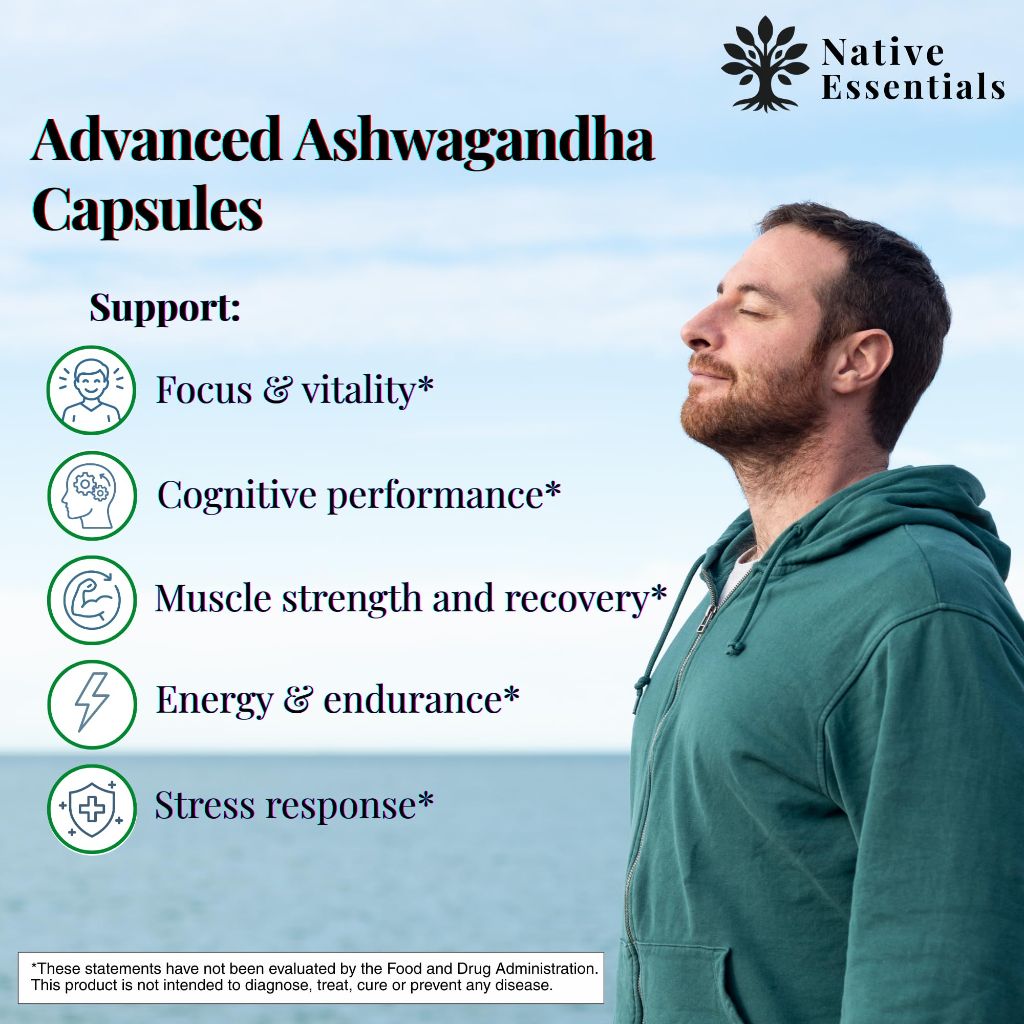 Native Essentials Ashwagandha 1000mg - Balance Energy Focus Support